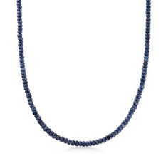 Ross-Simons - 100.00ct t.w. Sapphire Bead Necklace, 14kt Yellow Gold Magnetic Clasp. 18". Color-rich and highly versatile, this necklace features 100.00 ct. t.w. sapphire beads in a gorgeous blueberry hue. Over 150 rondelle faceted beads create a stylish strand that will look fantastic year-round, but especially chic with a warmer-weather wardrobe. Finishes with a 14kt yellow gold magnetic clasp for easy on -and-off. Sapphire bead necklace. Sapphire birthstones are the perfect gift for September Yellow Gold Faceted Rondelle Necklace, Yellow Gold Faceted Rondelle Necklaces, Faceted Rondelle Yellow Gold Necklaces, Formal Round Necklace With Faceted Beads, Formal Faceted Beads Round Necklace, Round Faceted Beads Necklace For Formal Occasions, Formal Round Necklaces With Faceted Beads, Classic Faceted Necklace For Formal Occasions, Formal Single Strand Rondelle Jewelry