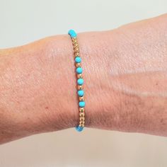 **Get Lower Prices On Our Website!! - Bochellijewelry.Com - (Not On Here On Our Own Website) ***This Is A Handmade Item And Is Stamped 14k On The Clasp*** This Listing Is For One Solid 14k 3mm Gold And Turquoise Bead Bracelet With Lobster Clasp 14k Solid Yellow Or Rose Gold 3mm Round Beads - White Gold Is Not Available. 14k Solid Yellow Or Rose Gold 7mm Pear Shaped Lobster Clasp Flexible Non-Tarnish Steel Wire Measure Your Wrist!!! Before Ordering And Add 1/4" (For 3mm Beads Only). Do Not Measur Solid Gold Bracelet, Turquoise Bead Bracelet, Gems Bracelet, Solid Gold Necklace, Solid Gold Chains, Sleeping Beauty Turquoise, Beading Wire, Not Ready, Own Website