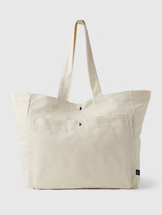 Smooth linen-cotton blend tote bag.  Shoulder straps at top.  Patch pocket at front.  Buttons at center.  Dimensions: 14. 57 L x 7. 48 W x 14. 96 H Tote Bags For School, Closet Tour, School Tote, Best Tote Bags, Student Bag, Cute Tote Bags, Linen Bag, Cotton Totes, Cotton Bag