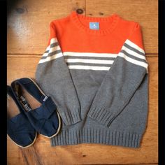 Gap Sweater, Size 3, Brand New With Tags. Can Pair With A Cozy Turtleneck Or Dress Up With A Collared Shirt. The Orange Color Will Brighten Those Winter Days! Multicolor Tops For Playwear In Fall, Joy Outfits, My Artstyle, Gap Sweater, Orange Grey, Boys Top, Collared Shirt, Winter Days, Fancy Dresses