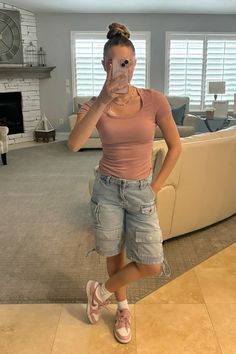 jorts & square neck top with nike dunks Modest Stylish Outfits, Square Neck Top, Nike Dunks, Square Neck, Everyday Outfits, Stylish Outfits, Nike