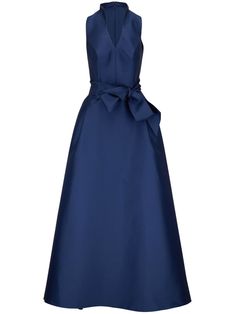 Dark Blue Evening Gown, Carolina Herrera Skirt, Collar Gown, Carolina Herrera Dresses, Silk Bow, Bow Detail Dress, Dream Style, Blue Silk, Carolina Herrera