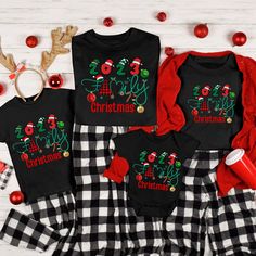 Welcome to our 2023 family's Christmas celebration! Make this holiday season extra special with our matching Christmas shirts for Mom, Dad, Youth, and your adorable newborn. Our collection includes Bella Canvas 3001 for adults, 3001Y for youth and Rabbit Skins short sleeve for the little ones. Why Choose Our Christmas Matching Shirts? - Family Bonding: Share laughter and create lasting memories by wearing matching outfits that express your love for family. - High-Quality Material: Our Bella Canv Red Christmas Top For Family Occasions, Festive Family Matching T-shirt For Holidays, Casual Family Christmas T-shirt, Casual Christmas T-shirt For Family, Black Family Matching Holiday T-shirt, Family Holiday Letter Print T-shirt, Holiday Family Letter Print Tops, Family Matching Black T-shirt For Holiday, Family Holiday T-shirt With Letter Print