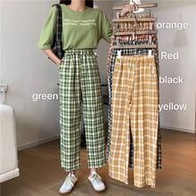 High Waist Colorful Plaid Pants – Tomscloth Casual Multicolor Non-stretch Pants, Casual Non-stretch Multicolor Pants, Multicolor Cotton Pants For Summer, Casual Yellow Pants, Casual Green Summer Pants, Casual Full-length Bottoms For Summer, Summer Multicolor Cotton Pants, Casual Full Length Bottoms For Summer, Casual Multicolor Bottoms With Pockets