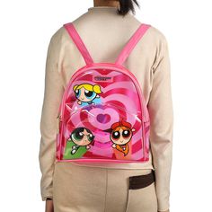 The Powerpuff Girls Mini Backpack showcases a charming pink design, adorned with beloved characters and a playful heart pattern. Made for the most dedicated fans of the show, this backpack is both stylish and functional, perfect for carrying essentials on the go. Size: 11 x 10.5 x 5 Inches Material: Clear PVC Care: Wipe clean with a damp cloth Pink Kawaii Backpack With Cute Design, Kawaii Pink Backpack With Cute Design, Playful Pink Backpack With Zipper Closure, Pink Cartoon Backpack For School, Pink Playful Backpack With Cute Design, Pink Student Backpack With Cute Design, Playful Pink Backpack With Cute Design, Student Backpack With Cute Design In Pink, Fun Pink Backpack