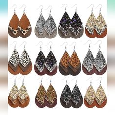 New, Unworn Handmade Teardrop Lightweight Leopard Print Dangle Earrings Irish Earrings, Leopard Earrings, Silhouette Earring, Diy Leather Earrings, Diy Jewelry Inspiration, Faux Leather Earrings, Metal Earrings, Leather Diy, Diy Earrings