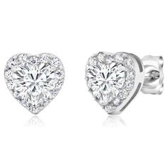 PRICES MAY VARY. Heart Shape Design: These earrings feature a beautiful heart shape design, symbolizing love and affection. The heart-shaped cubic zirconia center stone adds a touch of romance and elegance to the earrings. Total Carat Weight is 2.32 Cttw. Halo Setting: The heart-shaped center stone (5MM) is surrounded by a halo of smaller cubic zirconia stones, creating a stunning halo effect. This halo setting not only enhances the brilliance and sparkle of the earrings but also adds a touch of Classic Heart Earrings With Diamond Accents In Cubic Zirconia, Fine Jewelry Heart Earrings With Diamond Cut Cubic Zirconia, Valentine's Day Round Cut Cubic Zirconia Diamond Earrings, Valentine's Day Heart Cut Halo Earrings, Diamond White Heart Earrings In Cubic Zirconia, Brilliant Cut Cubic Zirconia Heart Earrings For Formal Occasions, Brilliant Cut Cubic Zirconia Heart Earrings For Formal, Round Brilliant Cut Cubic Zirconia Heart Earrings, Formal Heart Earrings With Brilliant Cut Cubic Zirconia