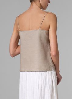 Linen Tiered Strap Top Elegant Layering Tops For Summer, Chic Neutral Tops For Layering, Chic Neutral Top For Layering, Elegant Linen Tops For Layering, Elegant Neutral Summer Tops, Elegant Neutral Tops For Daywear, Chic Unlined Top For Daywear, Elegant Neutral Tops For Layering, Elegant Beige Linen Top