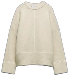 Zara Knit Sweater, Zara Knit, Zara Sweater, Zara White, Color Stone, Season Colors, Winter White, Sleeve Sweater, Crew Neck Sweater