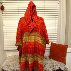 New Without Tags This Runs Big So Someone That’s A Large Should Be Able To Fit This Too No Buttons No Belt No Closure Half Sleeve 75%Acrylic 22%Nylon 3%Spandex Fall Wraps, Poncho Cape, Pattern Sweater, Quilt Pattern, Half Sleeve, Half Sleeves, Color Orange, Quilt Patterns, Cape