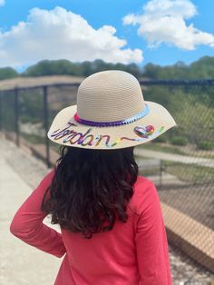 THIS LISTING IS FOR YOUR PERSONALIZED STRAW SUMMER BEACH FLOPPY HAT WRITTEN ON COLOR SEQUINS FOR BABIES, TODDLERS, GIRLS AND TEENS To see all the listings for items in my store, you can click below: https://etsy.me/2wfDgp4 🏝HOW TO ORDER🏝 ⛱Choose Hat color And Trim Type ⛱Date needed by (IF ANY) ⛱Personalization wording details. I will write the hat with the exact spelling and capitalization you have provided, so please triple check your selections and text before placing an order. You are more Casual Holiday Hat With Curved Brim, Casual Curved Brim Hats For Holiday, Casual Curved Brim Hat For Holidays, Casual Curved Brim Holiday Hat, Cute Bucket Hat For Beach Season, Adjustable Casual Hats For Holiday, Fun Brimmed Sun Hat For Spring, Playful Adjustable Hat For Vacation, Fun Summer Birthday Hat