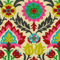 an image of a colorful flower pattern on fabric