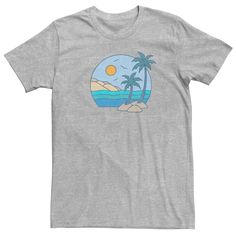 This short sleeve graphic tee is perfect for the beach lover in your family! This short sleeve graphic tee is perfect for the beach lover in your family! Short sleeves Crewneck FABRIC & CARE Cotton, Polyester Machine wash Imported Color: Med Grey. Gender: male. Age Group: adult. Graphic Tee T-shirt For Family Vacation, Relaxed Fit T-shirt For Family Beach Vacation, Graphic Print T-shirt For Summer Vacation, Relaxed Fit Cotton T-shirt With Palm Tree Print, Cotton T-shirt With Palm Tree Print In Relaxed Fit, Casual Short Sleeve Tops For Family Vacation, Graphic Tee With Crew Neck For Family Vacation, Graphic Print T-shirt For Family Vacation, Relaxed Fit, Graphic Tee Crew Neck Top For Family Vacation