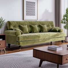 a living room scene with focus on the couch