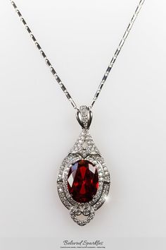 Vintage Art Deco Ruby Red Cubic Zirconia Pendant-royal Large - Etsy Red Pendant Necklace, Red Pendant, Red Pendants, Art Deco Pendant, Ruby Pendant, Cubic Zirconia Jewelry, Art Deco Necklace, Ruby Necklace, Cz Pendant