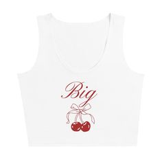 Cherry Balletcore Big Little Baby Tee Crop Top As every order is made with love just for you, please allow 3-7 days processing time before shipment Size UP for an oversized look! Please make sure to check out the sizing chart before ordering to ensure the perfect fit. As every crop top is made to order, we do not accept returns. ♥ THANK YOU FOR SHOPPING SMALL! ♥ Big Little Cherry Theme, Cherry On Top Big Little Theme, Cherry Big Little Reveal, Big Little Themes Sorority, Big Little Themes, Big Little Reveal Shirts, Cherry Crop Top, Sorority Reveal Shirts, Big/little Baskets