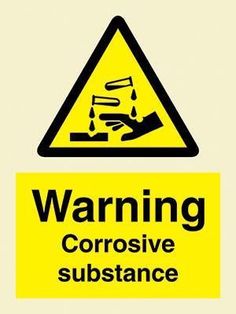 a yellow warning sign with the words warning battery acid