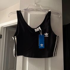 Nwt Brand New Adidas Crop Top Black 3 Stripes. Athletic Athleisure Tank Top Casual Adidas Logo Top For Workout, Casual Adidas Workout Top, Casual Workout Top With Adidas Logo, Casual Adidas Activewear, Summer Casual Adidas Activewear, Summer Streetwear Activewear With Three Stripes Branding, Casual Summer Adidas Activewear, Summer Streetwear Activewear With Three Stripes, Sporty Black Crop Top For Summer