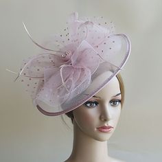 Category:Headdress,Fascinators,Hats,Headwear; Embellishment:Feather,Bows,MiniSpot,Pure Color,Splicing,Tulle; Gender:Women's; Quantity:1 PC; Theme:Fashion,Head,Vintage Theme,Wedding,Holiday,Classic Theme,Birthday; Style:Vintage,Elegant; Hats Category:Top Hat,Veil Hat,Floppy Hat,Fedora Hat; Occasion:Horse Race,Cocktail; Material:Organza; Front page:WE; Shipping Weight:0.13; Listing Date:03/25/2024; Head Circumference: Luxury Pink Spring Fascinator, Luxury Pink Fascinator With Pinched Crown, Short Brim Feather Trim Fascinator, Fitted Feather Trim Hat For Summer, Fitted Hats With Feather Trim And Short Brim, Fitted Summer Hat With Feather Trim, Pink Feather Trim Hat For Summer, Fitted Hat With Feather Trim And Curved Brim, Church Mini Hat With Feather Trim