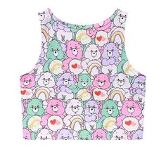 Care Bear Pattern, Pattern Crop Top, Belly Shirts, Patterned Crop Top, Cat Hoodie, Care Bear, Rainbow Print, Cute Bear, Care Bears