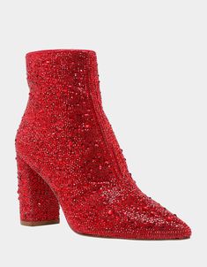 CADY RED – Betsey Johnson Betsey Johnson Boots, Silver Slippers, Red Ankle Boots, Short Suede Boots, Blue By Betsey Johnson, Dress Booties, Ruby Slippers, Betsey Johnson Shoes, Betsy Johnson