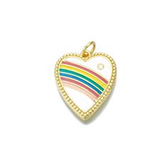 Bedel van een wit hart met een regenboog. Een ideale bedel om je eigen bedelketting of armband mee te maken. Diy Charm, Gold Charms, White Rainbow, White Heart, A Rainbow, Charm Necklace, Rainbow, Bracelet