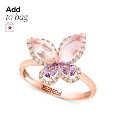 in stock 14k Gold Amethyst Ring With Diamond Accents For Gift, Amethyst Diamond Ring In Rose Gold, Quartz Pink, Bath And Body Works Perfume, Gold Sign, 14k Rose Gold Ring, Butterfly Ring, Pink Amethyst, Pink Ring