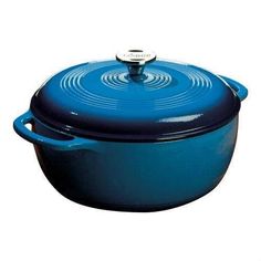 Lodge Dutch Oven Lodge Color Enamel Cast Iron 6 qt. Dutch Oven - Caribbean Blue Lodge Enamel Dutch Oven, Bread Dutch Oven, Lodge Dutch Oven, Cast Iron Bread, Lodge Cookware, Best Dutch Oven, Enamel Dutch Oven, Seasoning Cast Iron, Lodge Cast Iron