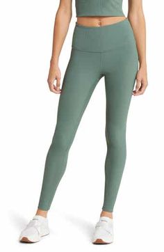 Zella Live In High Waist Leggings | Nordstrom Compression Athleisure Leggings With 5-inch Inseam, Green Stretch Activewear With Comfort Waistband, Recycled Polyester Full Length Leggings For Workout, Recycled Polyester Full-length Leggings For Workout, Athleisure Full Length Go-dry Leggings, Athleisure Yoga Leggings With 5-inch Inseam, Moisture-wicking Full-length Athleisure Leggings, Athleisure Leggings For Yoga With 5-inch Inseam, Micro-elastic Moisture-wicking Yoga Pants With 5-inch Inseam