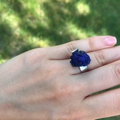 MADEVA rings are unique jewelry. Keeping all the facets of stones, they go beyond the boundaries of the mind and amaze with their unusual shape, composition of lines. Silver ring with genuine natural Azurite copper mineral individual and unique. It has a piece of soul MADEVA. A unique Azurite stone from the depths of Australia  comes in a frame of 925 sterling silver. Azurite features deep contrasting shades of blue, which comes from its fusion with Malachite, a closely related mineral that contains nearly the same chemistry. In crystal healing, Azurite is a gem when it comes to enhancing creativity and inner wisdom because it cleanses and activates the third eye chakra. The accessory will be the final element of your image and emphasize your individual style. With us you won't go unnotice Modern Blue Faceted Rings, Composition Of Lines, Adjustable Blue Jewelry With Raw Stone, Adjustable Raw Blue Stone Jewelry, Sterling Silver Jewelry With Blue Raw Stone, Unique Blue Jewelry With Raw Stone, Adjustable Blue Raw Stone Jewelry, Shape Composition, Unique Blue Raw Stone Jewelry