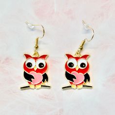 Add a pop of whimsy and love to your earring collection with our Owl Earrings in TWO STYLES: Red Owl Earrings and Pink Owl Earrings. Measuring 1 1/2 inches, the metal design is durable and eye-catching, while the hooks are lead-free and nickel-free for comfortable wear. Add some fun to your everyday look with our Owl Earrings. ---Shipping Information--- ✦ Processing time: 3-5 days ✦ Shipping profile: Please check according to the destination. If you have any questions about our products or would Whimsical Red Jewelry For Valentine's Day, Cute Single Earring For Valentine's Day, Cute Single Earring Jewelry For Valentine's Day, Playful Jewelry Set With Drop Earrings, Playful Jewelry Set With Matching Drop Earrings, Playful Nickel-free Red Earrings, Whimsical Red Drop Earrings, Whimsical Red Party Jewelry, Cute Red Dangle Jewelry