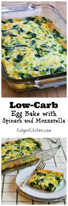 low carb egg bake with spinach and mozzarella