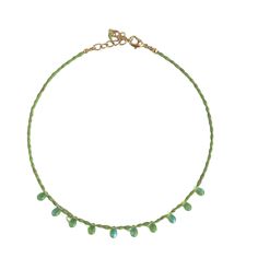 Emerald Enchantment Necklace - Bettina H. Designs Adjustable Delicate Chain Charm Choker, Adjustable Delicate Chain Choker Charm Necklaces, Adjustable Dangling Necklaces For Parties, Adjustable Choker Necklace With Delicate Chain, Single Strand Party Choker Jewelry, Single Strand Choker For Party, Adjustable Bohemian Clavicle Chain, Adjustable Bohemian Collar Necklace, Delicate Adjustable Crystal Choker