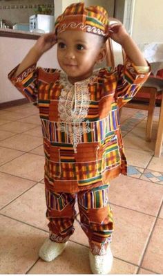 Kante African Clothing for Boys With White Embroidery and Matching Hat, African Outfit, African Clothing for Boys, Africa Attire, African - Etsy Ankara Styles For Kids, African Babies, Afrikaanse Mode, African Children, African Inspired Fashion, Kitenge, Africa Fashion, African Style, African Print Fashion