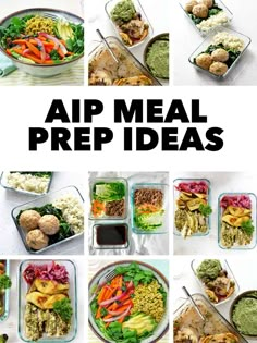 a collage of different meal preps with the words app meal prep ideas above them