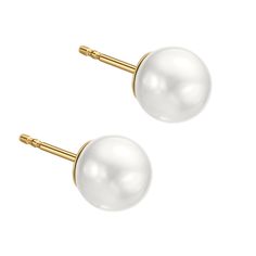 These lustrous round pearl stud earrings radiate effortless beauty. Set in 14k gold, their timeless design makes them the perfect piece to transition seamlessly from day to night. Pearl size ranges from 5mm-5.5mm.  Stud Earrings Specifications: Metal: 14K Yellow-gold. Gold Weight: 0.22 gr. Gemstone Type: Pearl Total Gemstones: 2 Welcome to Ran Gov Jewelry, where timeless elegance meets modern sophistication. Since 1962, our family-owned business has been dedicated to crafting exquisite 14 karat Pearl Accessories, Effortless Beauty, Stud Earrings For Women, Pearl Stud Earrings, Pearl Size, Pearl Studs, Gold Pearl, Jewelry For Women, Minimalist Earrings