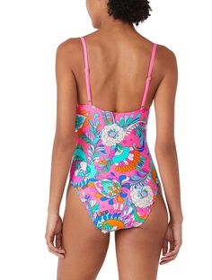 One, done and ready for the sun! The Kate Spade One Piece swimsuit in a playful print with a whimsical blend of florals and paisley is the perfect piece to wear from the pool to the pool party.  One Piece Swimsuit Cinch Front Underwire Adjustable Straps for Comfort Swimsuit Fabric: 85% Nylon / 15% Spandex Swimsuit Lining: 92% Polyester / 8% Spandex Hand Wash Cold, Line Dry Spring Printed Tankini For Swimming, Printed Tankini For Spring Swimming, Summer Swimwear With Bold Print For Pool, One-piece Swimwear For Spring Pool Time, Summer Floral Print Swimwear For Summer Parties, Tropical One-piece Swimwear For Spring, One-piece Swimwear For Spring Pool Season, Floral Print Summer Swimwear For Parties, Fitted Printed Swimwear For Summer Parties