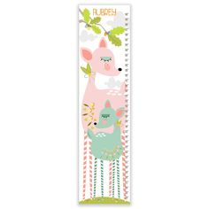 a pink and green growth chart with an animal on it's back, in front of a white background