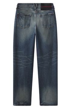 These comfortably broken-in jeans are cut for comfort from soft, low-stretch denim in a relaxed straight-leg fit. Zip fly with button closure Five-pocket style 98% cotton, 2% elastane Machine wash, tumble dry Imported Straight Cropped Jeans With Pockets In Denim Blue, Faded Cropped Jeans With Straight Hem, Straight Recycled Denim Jeans With Five Pockets, Straight Jeans With Five Pockets In Recycled Denim, Straight Jeans In Recycled Denim, Relaxed Fit Straight Jeans With Five Pockets, Relaxed Fit Straight Jeans With Pockets, Recycled Denim Pants With Five Pockets, Faded Cropped Jeans With Five Pockets