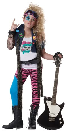 Rock Star 80's Glam Punk Rocker Child Costume Rocker Girl Costume, Kids Rockstar Costume, Punk Rocker Costume, Rockstar Costume, Rocker Costume, 80's Costume, Rock Costume, 80s Costumes, Rock Star Costume