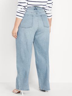 no-gap waist button front belt loops zip fly front scoop pockets back patch pockets sizes 00-14: curvy waist is 2” smaller and 2” roomier at hip sizes 16 and up: curvy waist is ½” smaller and ¾” roomier at hip 31" regular inseam 29" petite inseam 34" tall inseam wide leg hits below ankle models are approx.  5'9" and wear sizes s (4), l (12), and xl (18)machine wash according to the care instruction label High Rise Relaxed Fit Jeans With Zipper Closure, High Rise Relaxed Fit Jeans With Zipper, High Waist Mom Fit Jeans With Pockets, High Rise Bottoms With Side Pockets And Relaxed Fit, Mom Fit Wide Leg Pants With Pockets, Spring Straight Leg Cargo Jeans With Zipper, High Rise Cotton Bottoms With Zipper Closure, Medium Wash Straight Leg Bottoms With Zipper Closure, Relaxed Fit Straight Leg Bottoms With Zipper Closure