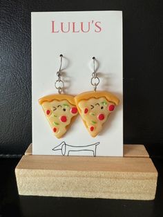 Pizza Dangle Earrings...for the young or the young at heart! Cute Drop Clip-on Earrings For Gift, Playful Drop Earrings With Ear Wire, Playful Single Dangle Earring, Playful Jewelry Set With Drop Earrings, Playful Jewelry Set With Matching Drop Earrings, Fun Round Earrings As A Gift, Fun Dangle Earrings With Ear Wire, Fun Single Earring As A Gift, Cute Single Dangle Heart Earring