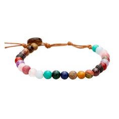 6mm multicolor stone healing bracelet with a coconut button clasp Seven Chakras, Love And Compassion, Energy Bracelets, Healing Necklace, Chakra Bracelet, Energy Stones, Valentines Gifts For Her, Healing Bracelets, Healing Energy