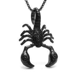 Men's Black Animal Scorpion Pendant Necklace Gothic Retro Rock Jewelry Chain 24" | eBay Punk Necklace With Lobster Clasp As Gift, Durable Metal Necklaces For Gifts, Durable Metal Necklaces As A Gift, Durable Metal Necklace As Gift, Durable Metal Necklace Gift, Punk Style Black Necklace For Gift, Themed Black Metal Jewelry, Black Collectible Necklace For Halloween, Themed Black Jewelry As Gift