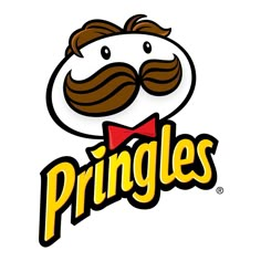 the logo for pringles cookie experience on a red and black background with an image of a man's face