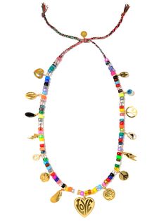 Look bold and beautiful with the Big Love Necklace. Featuring adjustable rainbow threadwork, rainbow glass charms, and dazzling pave rhinestone accents, this statement piece will show off your love of sparkle and rainbow vibes. Get ready to show off your unique style with this fabulously fun mixed-media necklace. 33" Adjustable rainbow threadwork Drawstring closure Gold plated brass hardware Glass charms Pave rhinestone charms Crystal rhinestones Ceramic charms Handmade in New York City and Puer Multicolor Adjustable Charm Necklaces, Adjustable Multicolor Charm Necklace, Adjustable Multicolor Beaded Charm Necklaces, Adjustable Multicolor Charm Necklaces With Colorful Beads, Party Multicolor Charms Necklaces, Ceramic Charms, Mixed Media Necklace, Rainbow Glass, Glass Charms