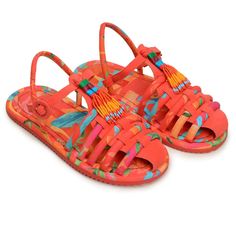 Nwt!!! Farm Rio Tropical Tube Strap Sandal Sz: 9 Color: Pink/Orange Crochet Flip Flops, Raffia Sandals, Beaded Flats, Beaded Sandals, Sandal Platform, Red Sandals, Black Rope, Flatform Sandals, Quotes Of The Day