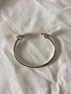 Two knots bracelet Elegant Sliding Knot Choker Jewelry, Elegant Sliding Knot Choker, Elegant Metal Jewelry With Sliding Knot, Casual Sterling Silver Bracelet, Casual Hoop Jewelry Gift, Casual Hoop Jewelry For Gift, Silver Sliding Knot Bangle Bracelets, Silver Sliding Knot Bangle Bracelet, Elegant Sliding Knot Bracelet