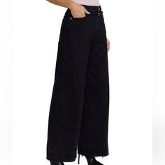 High Rise Palazzo Baggy Pants With Belt And Raw Hem Size:33 Black Flare Jeans For Workwear, Black Flare Jeans For Work With Belt Loops, Black Wide-leg Flare Jeans With Belt Loops, Black Wide Leg Flare Jeans With Belt Loops, Black Flare Jeans With Five Pockets For Work, Black Wide Leg Cropped Jeans For Work, Black Wide Leg Flare Jeans For Work, Black Wide Leg Cropped Jeans With Five Pockets, Black Wide Leg Jeans With Five Pockets