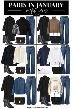 Vinter Mode Outfits, Paris In January, January Outfits, French Capsule Wardrobe, Capsule Wardrobe Outfits, Fashion Capsule Wardrobe, Europe Outfits